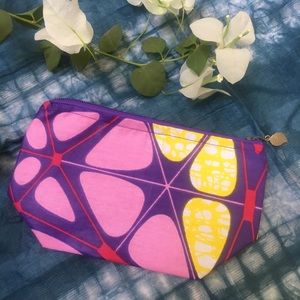African wax make up catch all pouch zipper purple